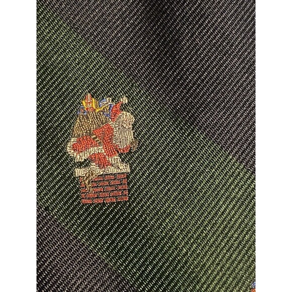 VTG Woodward striped Green and Blue Santa Tie made in USA 100% silk Christmas - Picture 3 of 6